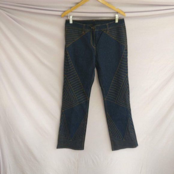 Vintage 90s Spider Web Dark academia Flared Jeans w10 +MEASUREMENT - Picture 2 of 8